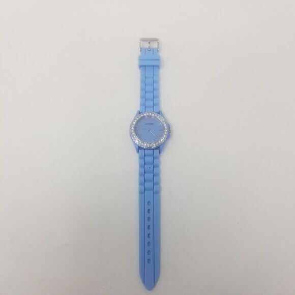 Narmi Blue Rubber Strap & Face Gemmed Bezel Easy To Read Numbers Women's Watch - Picture 2 of 12